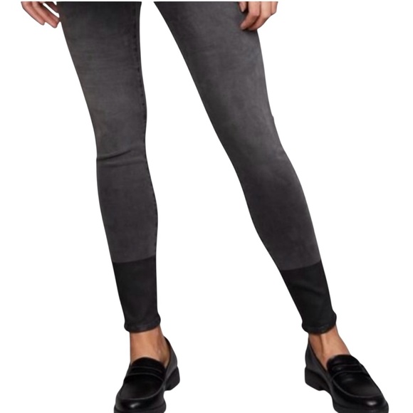 Frame Denim Denim - Frame Denim Burton Blvd Gray Maternity Skinny Jeans Stretch Panel Black Wash